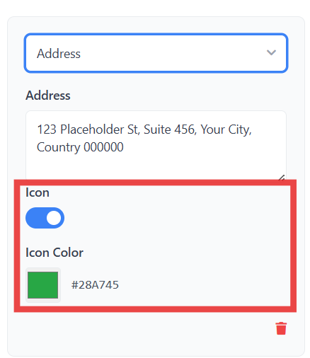 Address Icon Toggle