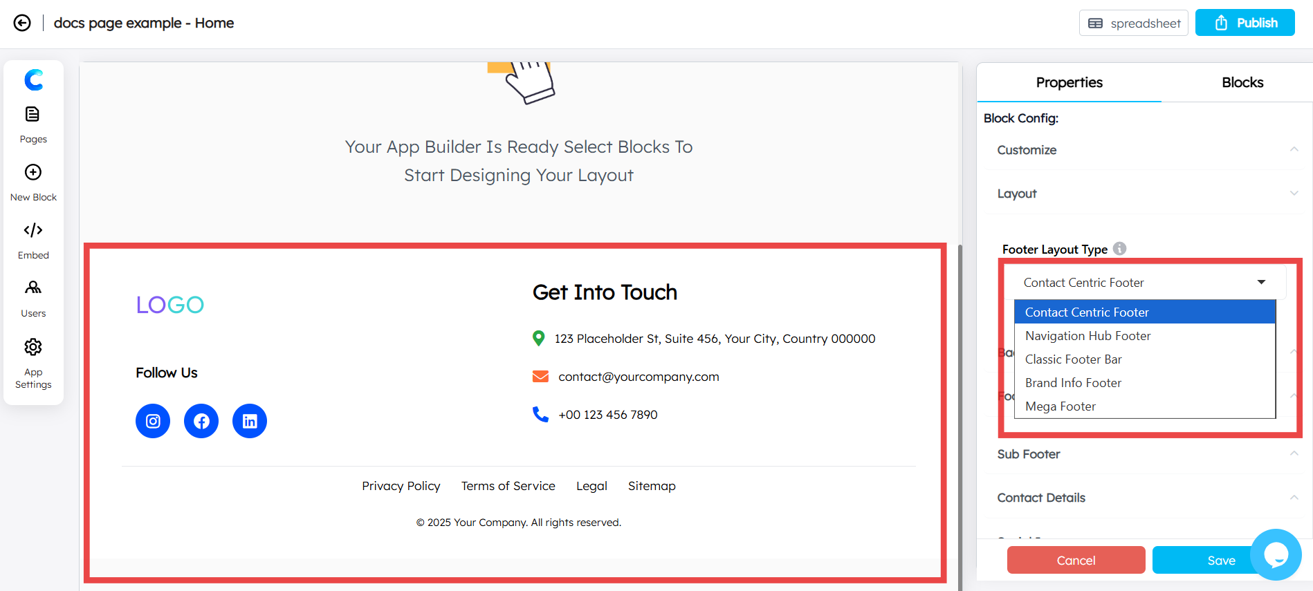 Layout Footer